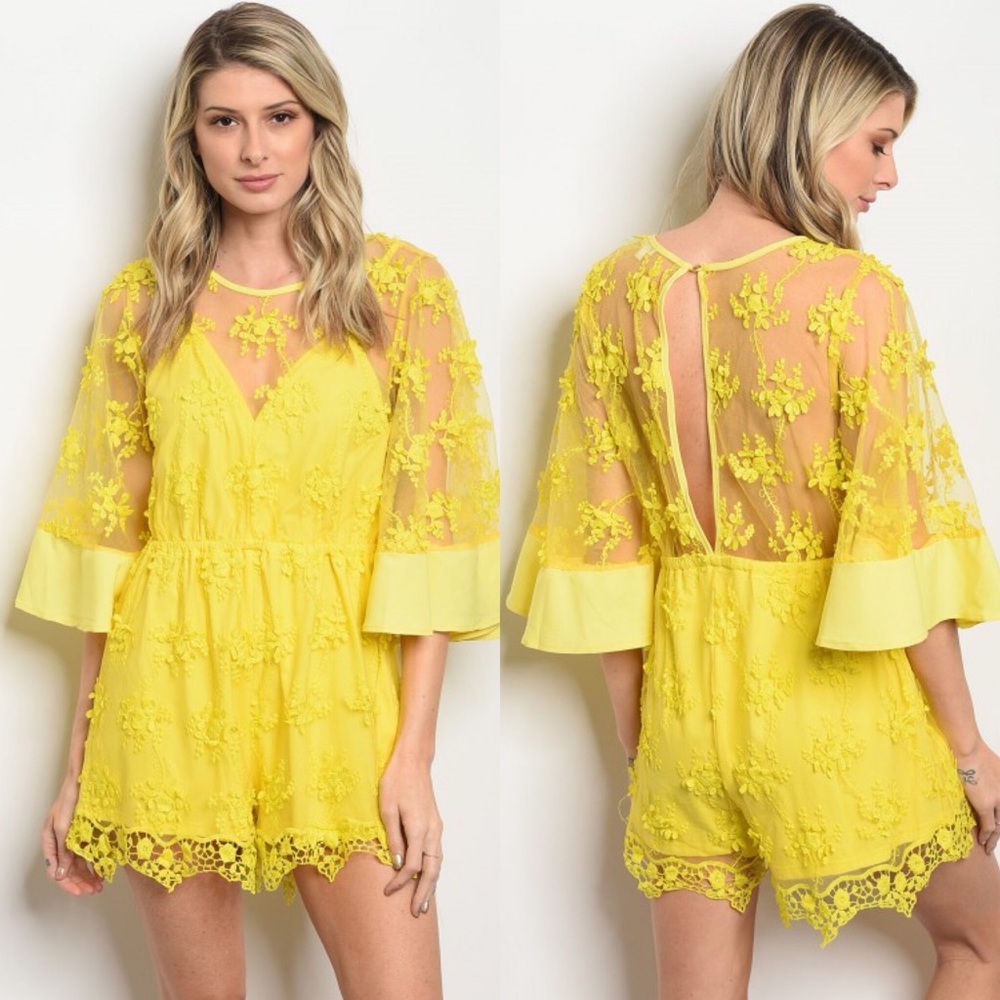 CLOSING SHOP!! Yellow Lace Romper